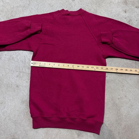 Vintage 80s Russell Basics‎ Crewneck Sweatshirt Maroon Red Pullover Size Small - Picture 6 of 7
